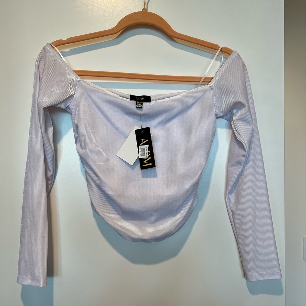 NWT White AFRM Ribbed off the Shoulder Top